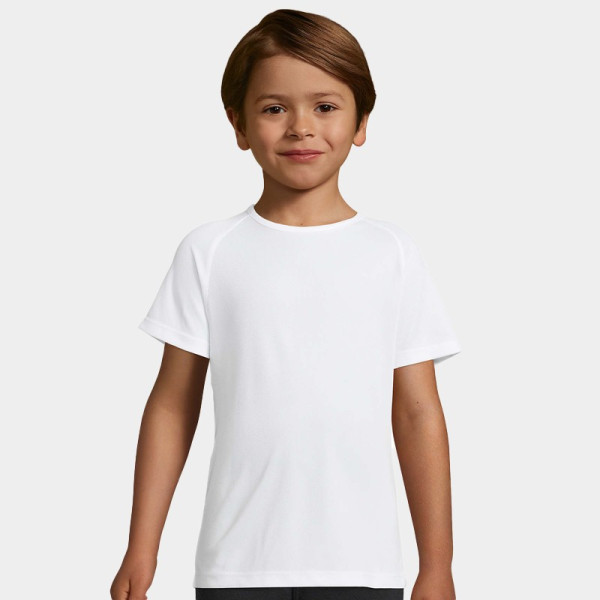 T-shirt BLANC SPORTY KIDS Sol's Polyester