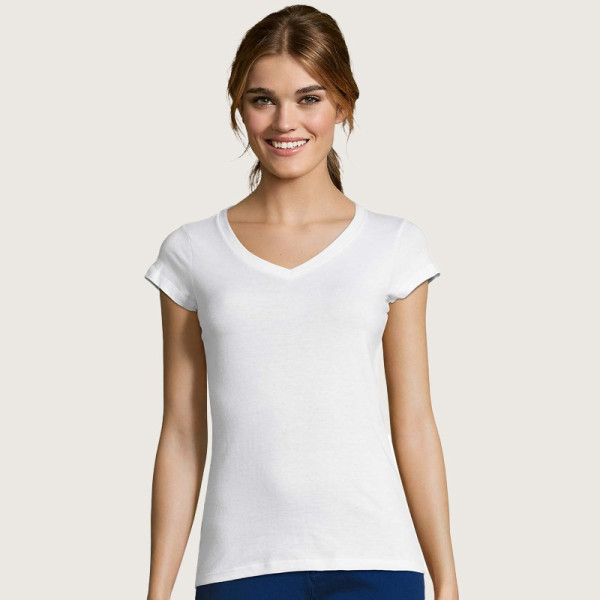 T-shirt BLANC MOON Sol's COL V 150gr